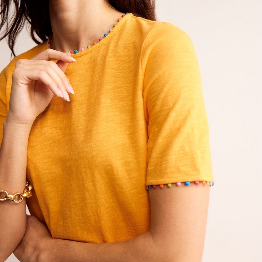 NWT 6R Boden Ali Pom Sleeve Dress in Artisan’s Gold